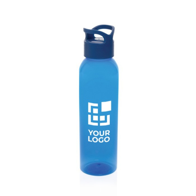 RPET bidon ideaal voor in de sportschool met schroefdop 650ml kleur blauw met afdrukgebied