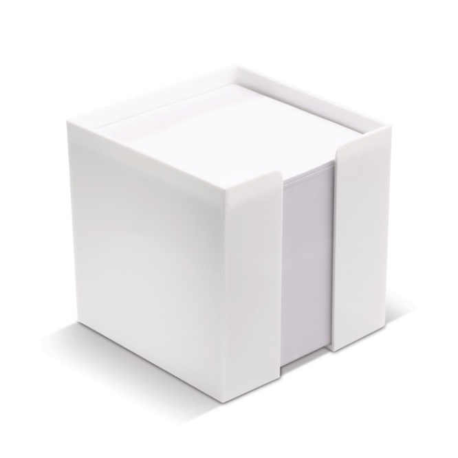 Kubus van 800 blanco notitievelletjes in een plastic doos 10x10x10cm kleur wit vierde weergave