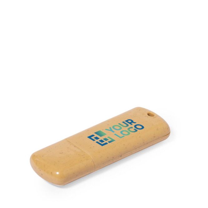 USB-stick gemaakt van tarwestro met full-colour logo