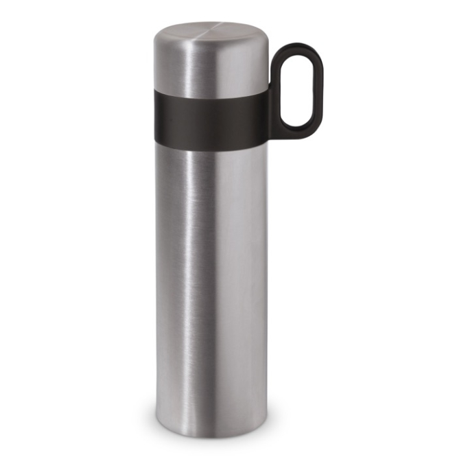 RVS thermosfles met beker en handgreep als dop 350ml