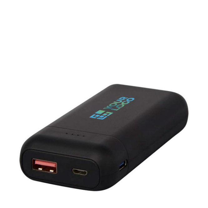 Compacte powerbank met logo kleur zwart