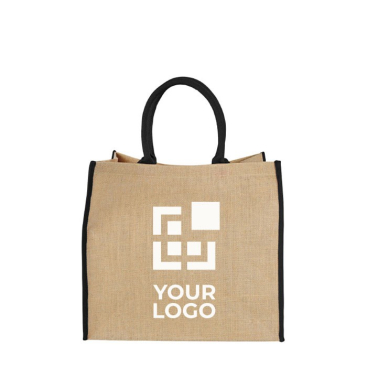 Tote bag van jute weergave met jouw bedrukking