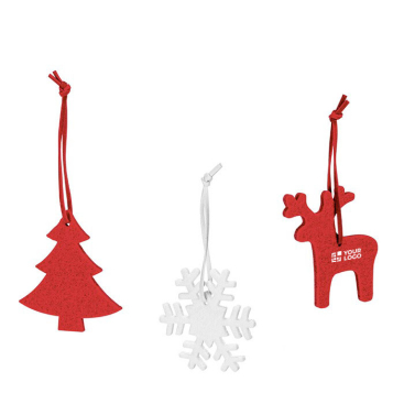 Set drie kerstboomhangers met logo kleur meerkleurig eerste weergave