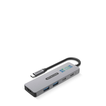 USB-A en USB-C hub voor snel opladen of gegevensoverdracht met jouw bedrukking