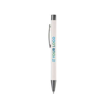 Aluminium pen met soft-touch afwerking en blauwe inkt met jouw bedrukking