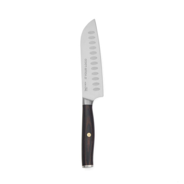 Santoku-mes van gerecycled rvs en hout met een lemmet van 14 cm